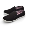 damen slipper textil schwarz mit weißer sohle – Hauptansicht