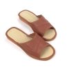 damen leder hausschuhe offene braun - 118