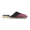 Zweifarbige Damen Hausschuhe aus Leder – Seitenansicht Modell 143-purple