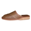 Damen Leder Pantoffeln geschlossen braun – Seitenansicht 144