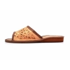 Hausschuhe Damen Leder Natur mit perforierter Blume – Hauptansicht 159-eco