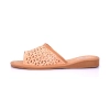 Leder Hausschuhe Damen Beige Farbe Pantoffeln 175-cork