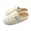 Damen Clogs mit Schnalle Sandalen Beige 192