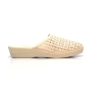 Damen Sommerclogs Pantoletten Creme Keilabsatz seitliche Ansicht