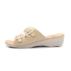Sandalen Damen Kunstleder Beige – Modell 199 seitlich schräg