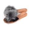 pantoletten damen schwarz fluffy pompon 57-pd