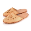 Pantoletten Damen Beige Leder Folk – Hauptansicht geschlossen