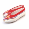 Damen Ballerina Hausschuh mit Blumen - weiss - 215
