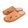 Beige Herren Leder Hausschuhe mit geschlossen Schpitze