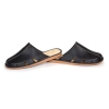 Pantoletten Herren Hausschuhe schwarze Leder - braun Sohle