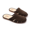 Herren Leder Hausschuh Wildleder Pantoffeln geschlossen braun 331-brown