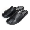 Herren Leder Pantoffeln geschlossen mit Fußbett Schwarz 332 – Bequeme Slipper für Männer