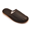 Braune Lederpantoffeln für Herren 332-brown komfortabel