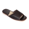 Braune Herren Pantoletten Leder flache Sohle offen