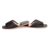 Braune Herren Pantoletten Leder flache Sohle offen