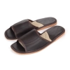 Braune Herren Pantoletten Leder flache Sohle offen