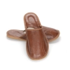 Ergonomische Hausschuhe Männer Leder Cognac geschlossen vorne - AMBER