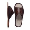 Herren Sandalen Pantoletten Leder Braun – offene Ansicht von oben