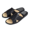 Pantoletten Herren Leder Schwarz flach – Hauptansicht von oben 342-black