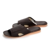 Offene Herren Sandalen Leder braun mit Fußbett – Seitenansicht - 342-brown