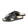Sommer-Pantoletten Herren Leder – schräger Blick - 342-cross-black