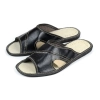 Sommer Hausschuhe Herren Leder Schwarz – Hauptansicht von oben 342-cross-black