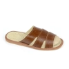 Offene Pantoletten Herren Leder – schräger Blick Modell CEDAR braun