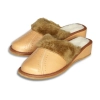 Pantoletten Damen Leder Beige Warm 420