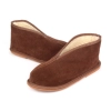 Hüttenschuhe Damen Leder Lammfell Warme Braun 431-LOW-BA