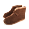Hüttenschuhe Damen Herren Leder Lammfell Braun mit Klettverschluss 431-VEL-BA