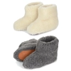 Hüttenschuhe Unisex Weiß Grau Wolle 435-BA