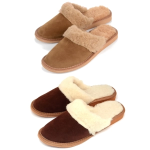Schlappen Damen Wildleder Braun 437-BROWN-FUL