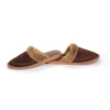 Winter Hausschuhe Damen Wildleder mit weiße Wolle 437-brown-brown-round