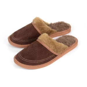 Schlappen Damen Wildleder Braun 437-brown-brown-round