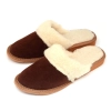 Winter Hausschuhe Damen Wildleder mit weiße Wolle 437-BROWN-FULL