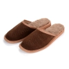Warme Herren Hausschuhe aus Wolle & Leder-braun