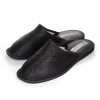Warme Leder Hausschuhe Herren Schwarz 522