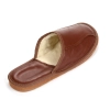 Modern Hausschuhe Herren Leder Cognac Lammfell Modell 524