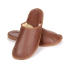 Herren Hausschuhe Cognac Leder Innenleder Lammfell Modell 524A