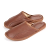 Slipper Herren Leder Cognac Offene Ferse Komfort Modell 524A